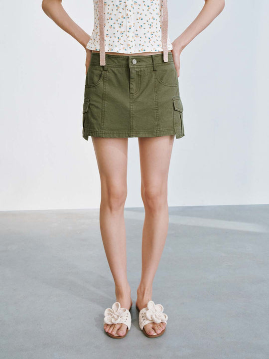 Flap Pocket A-Line Mini Skirts