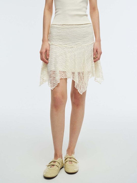 Laced Asymmetric A-Line Mini Skirts