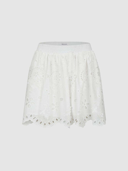 Cotton Embroidered Floral Texture With Dense Stitching And Lined Interior Skirt