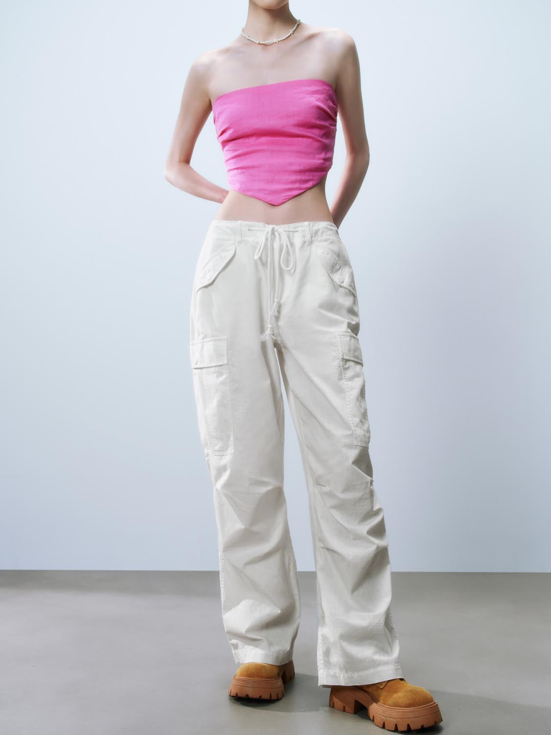 Flap Pocket Wide-Leg Pants