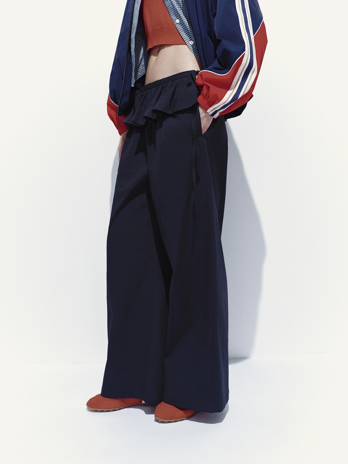 Layered Ruffle Wide Leg Pants