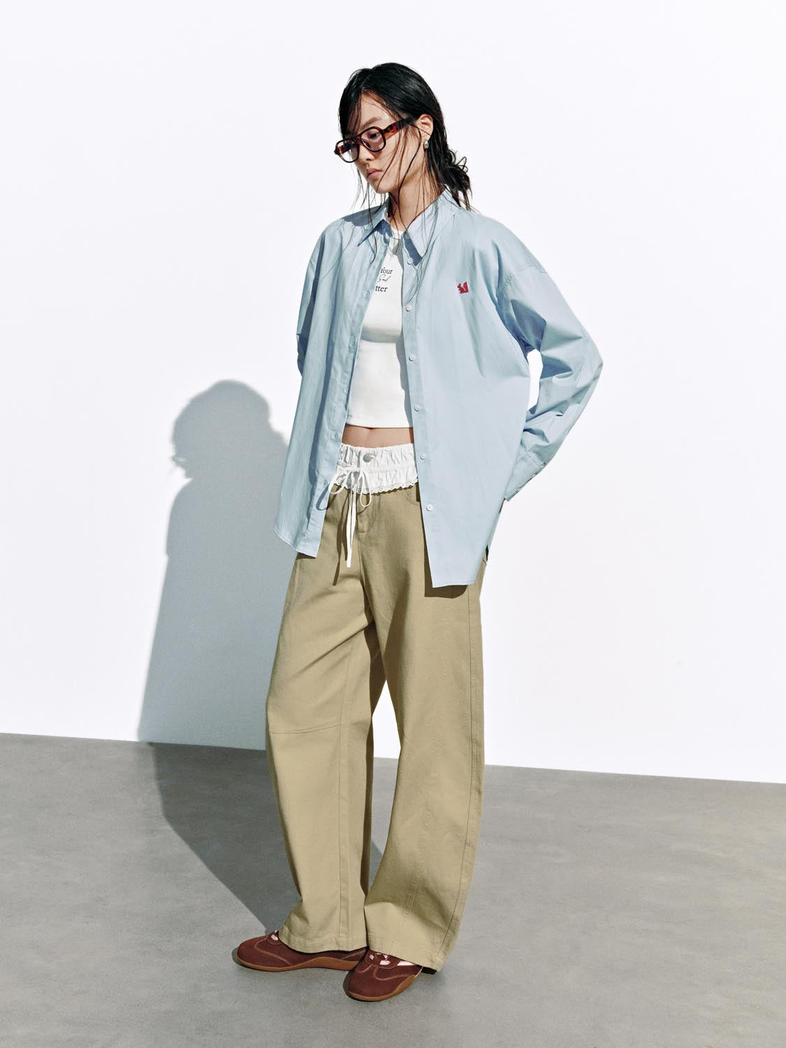 2 In 1 Lace Trim Barrel Pants