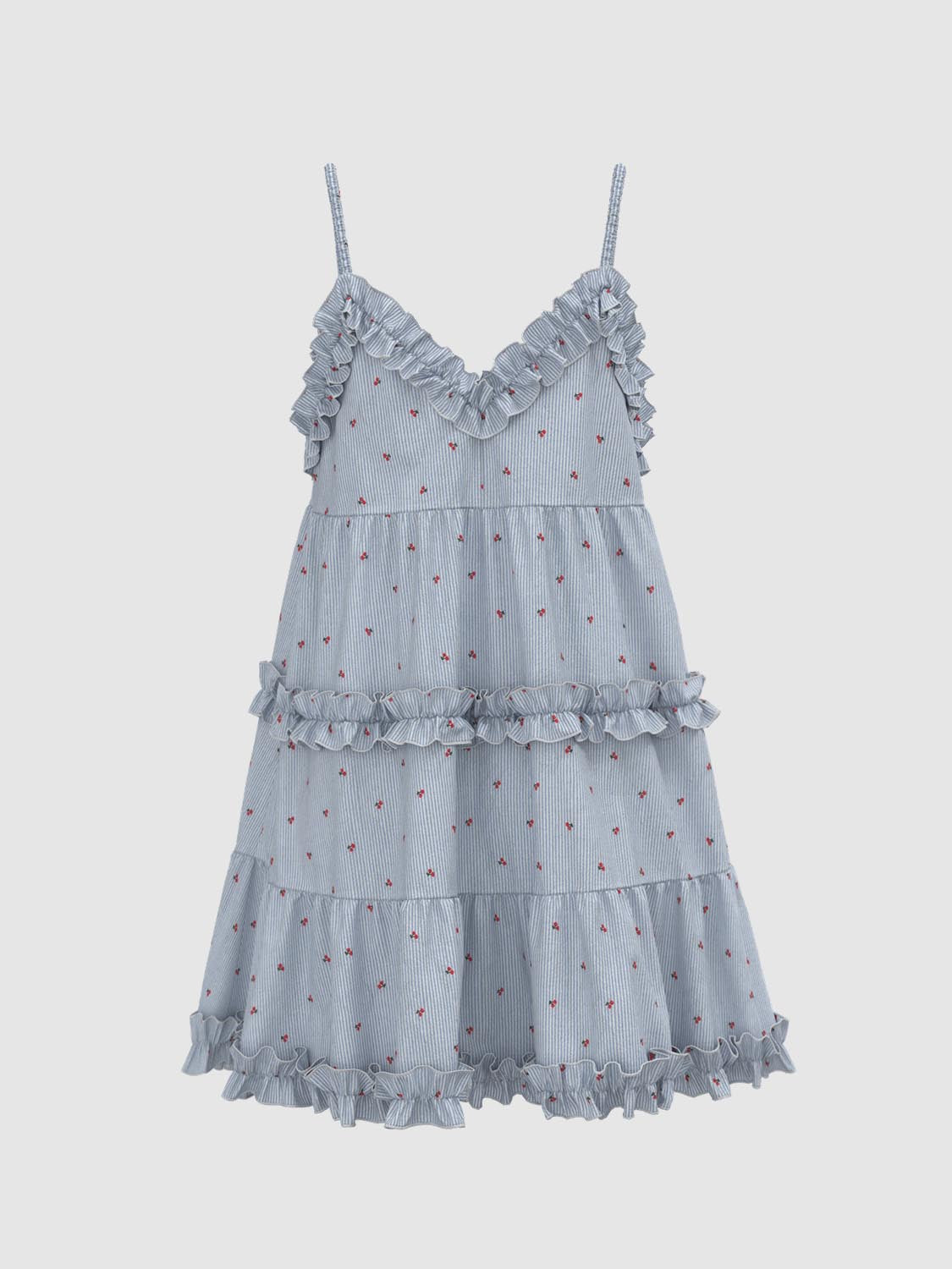 Striped Ruffle Hem Cami Dresses