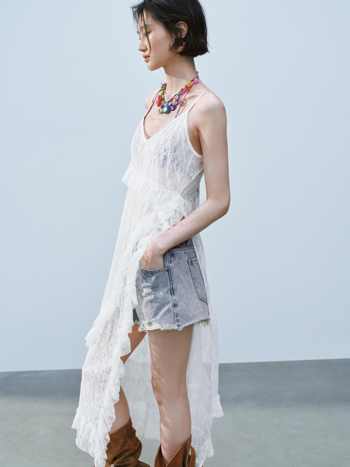 Camisole Frilled Straight Dresses