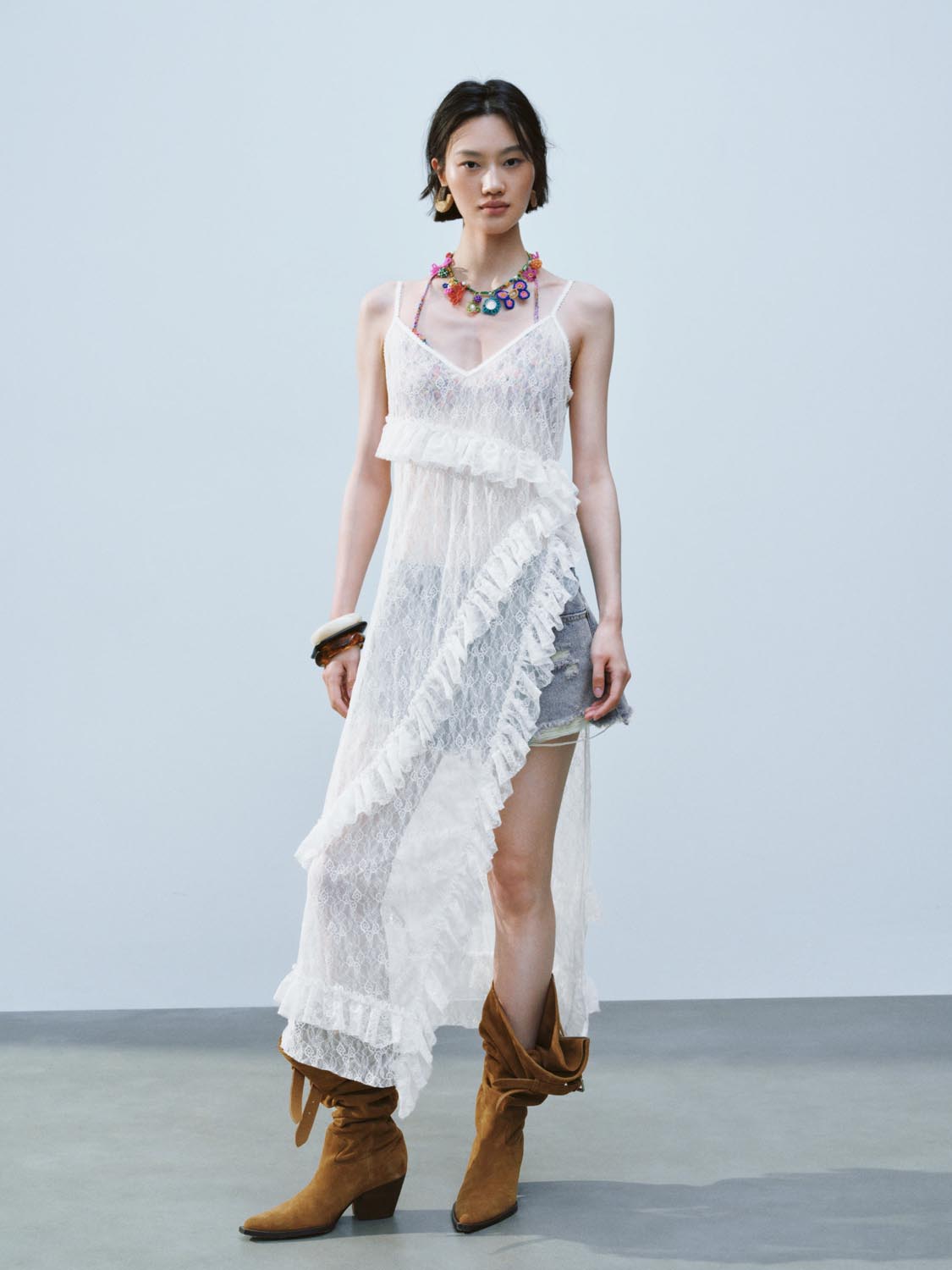 Camisole Frilled Straight Dresses