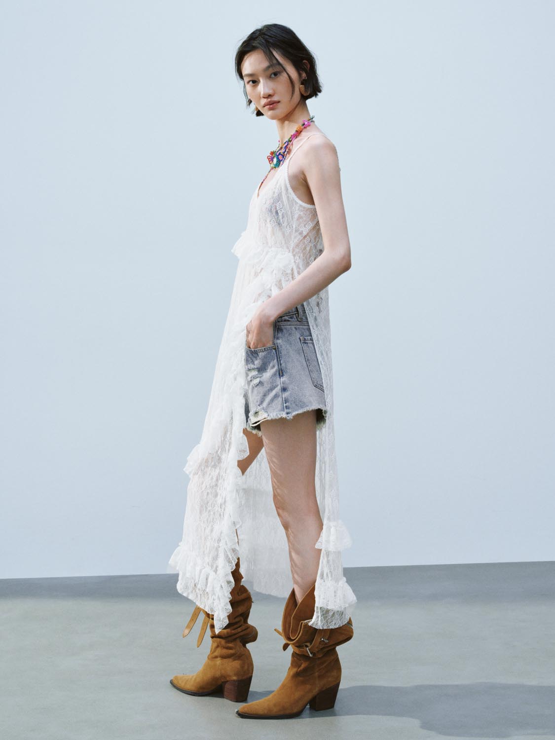 Camisole Frilled Straight Dresses