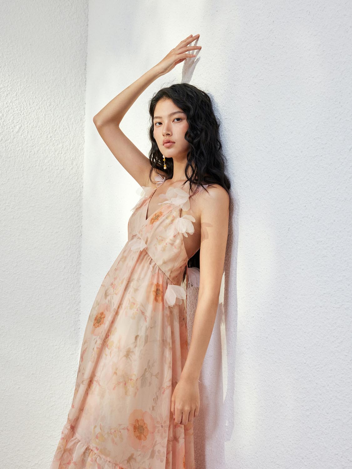 Floral Decor A-Line Maxi Dresses