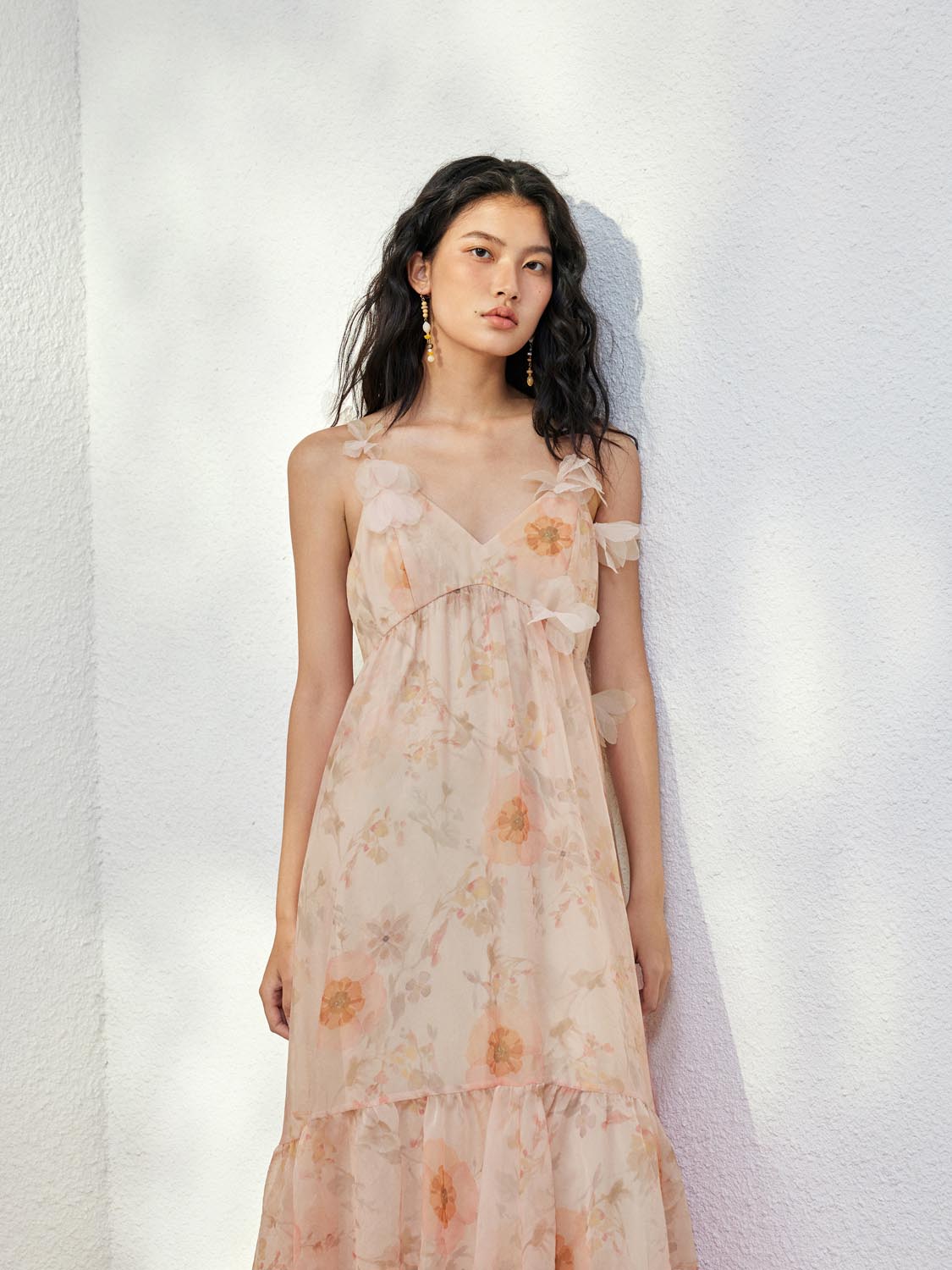 Floral Decor A-Line Maxi Dresses