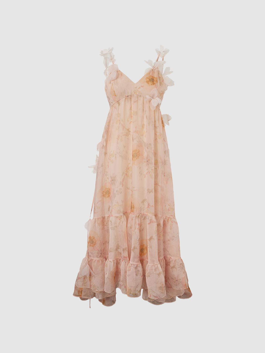 Floral Decor A-Line Maxi Dresses