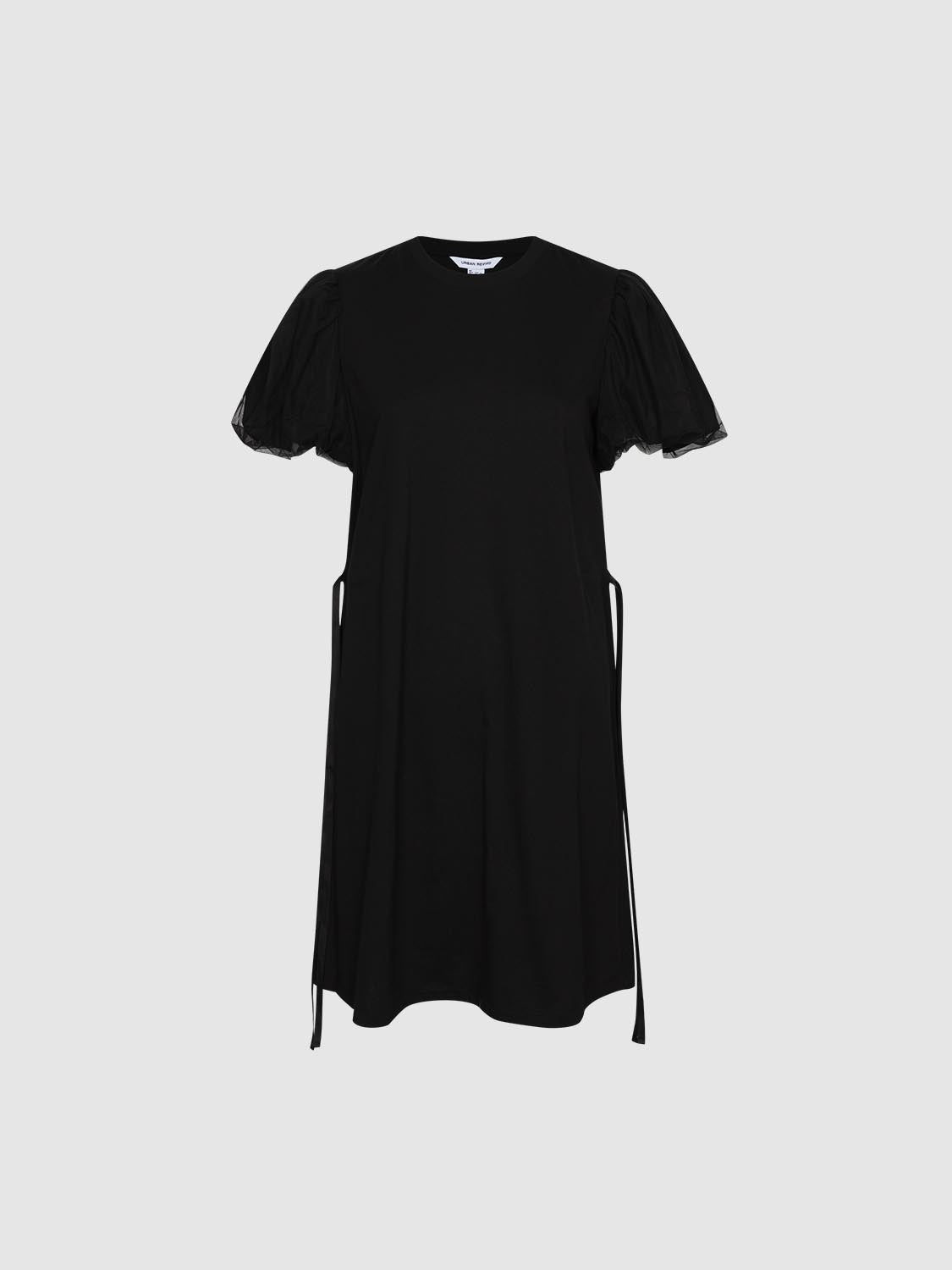 Drawstring Puff Sleeve Midi Dresses