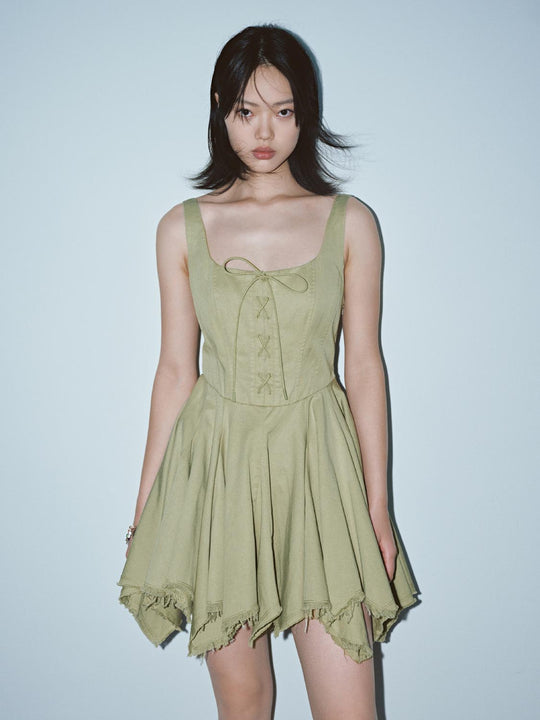 Tie Detail Strappy A-Line Midi Dresses