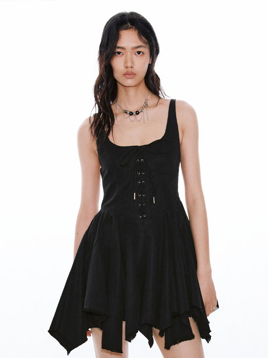 Strappy Lace-Up A-Line Mini Dresses