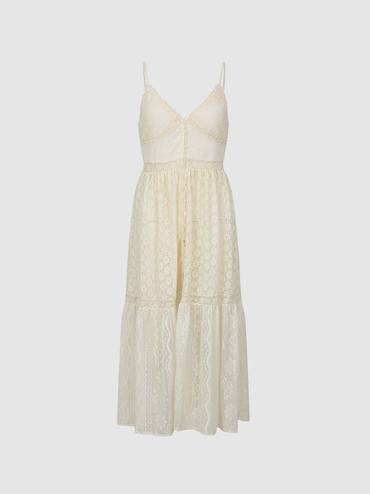 Strappy Laced A-Line Maxi Dresses