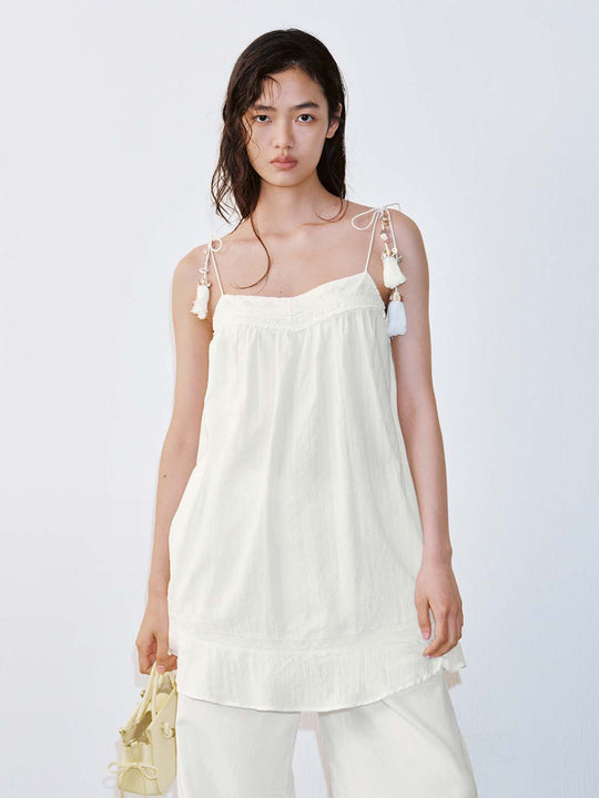 Bead Tassel Detail Strappy A-Line Mini Dresses