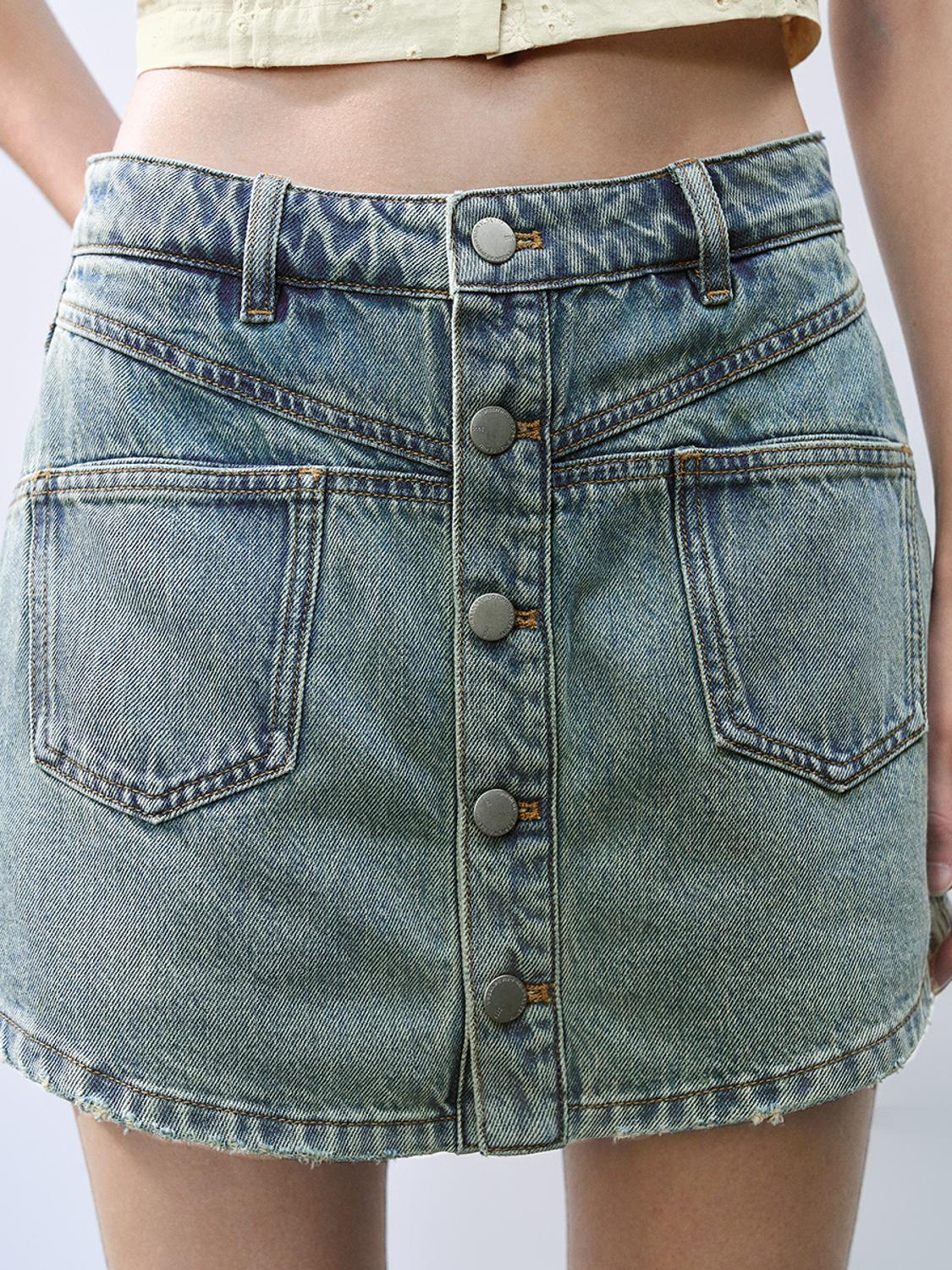 Front Pocket Denim Shorts