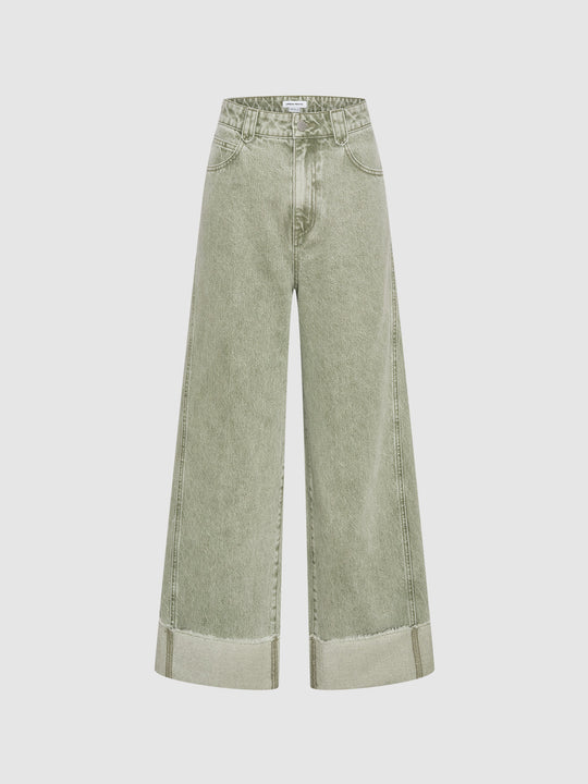 Rolled Up Hem Loose Jeans