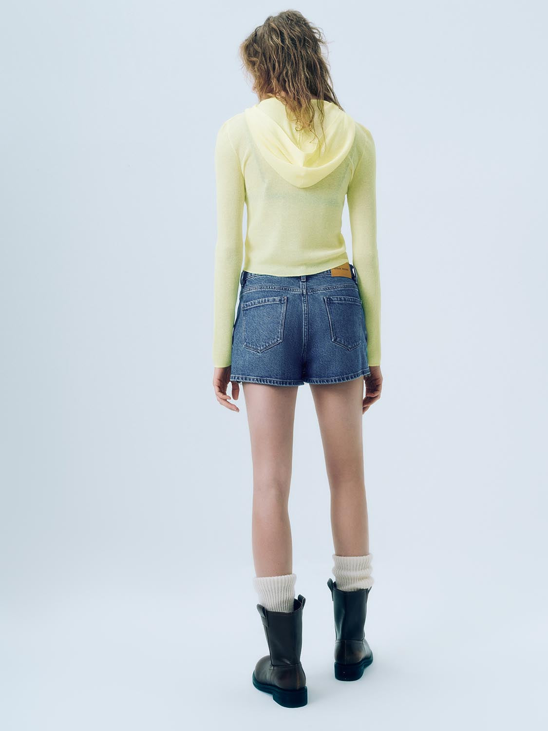Lace Hem Denim Shorts
