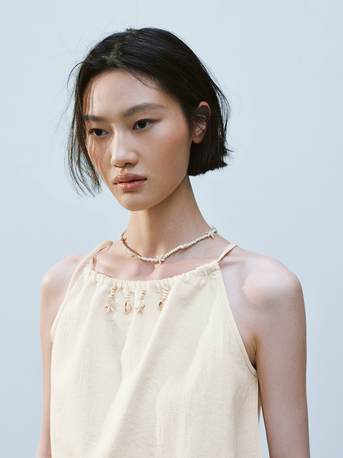 High Neck Sleeveless Denim Blouses