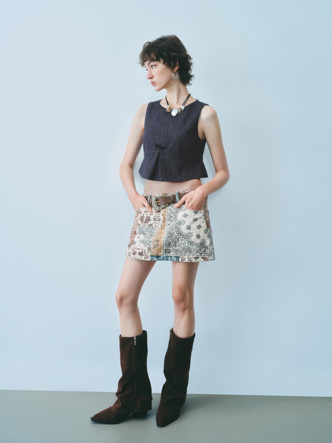 Denim Cropped Tops