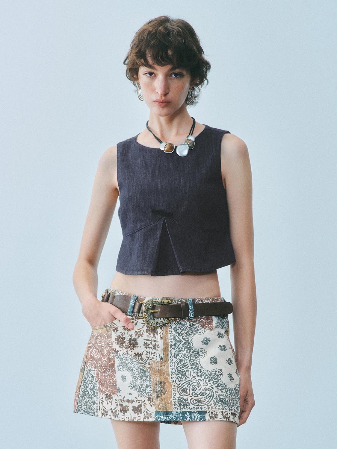 Denim Cropped Tops