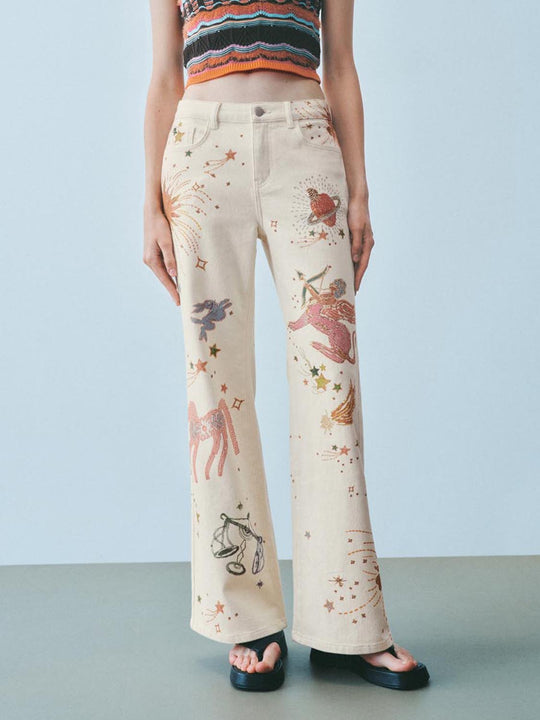 Printed Denim Jeans