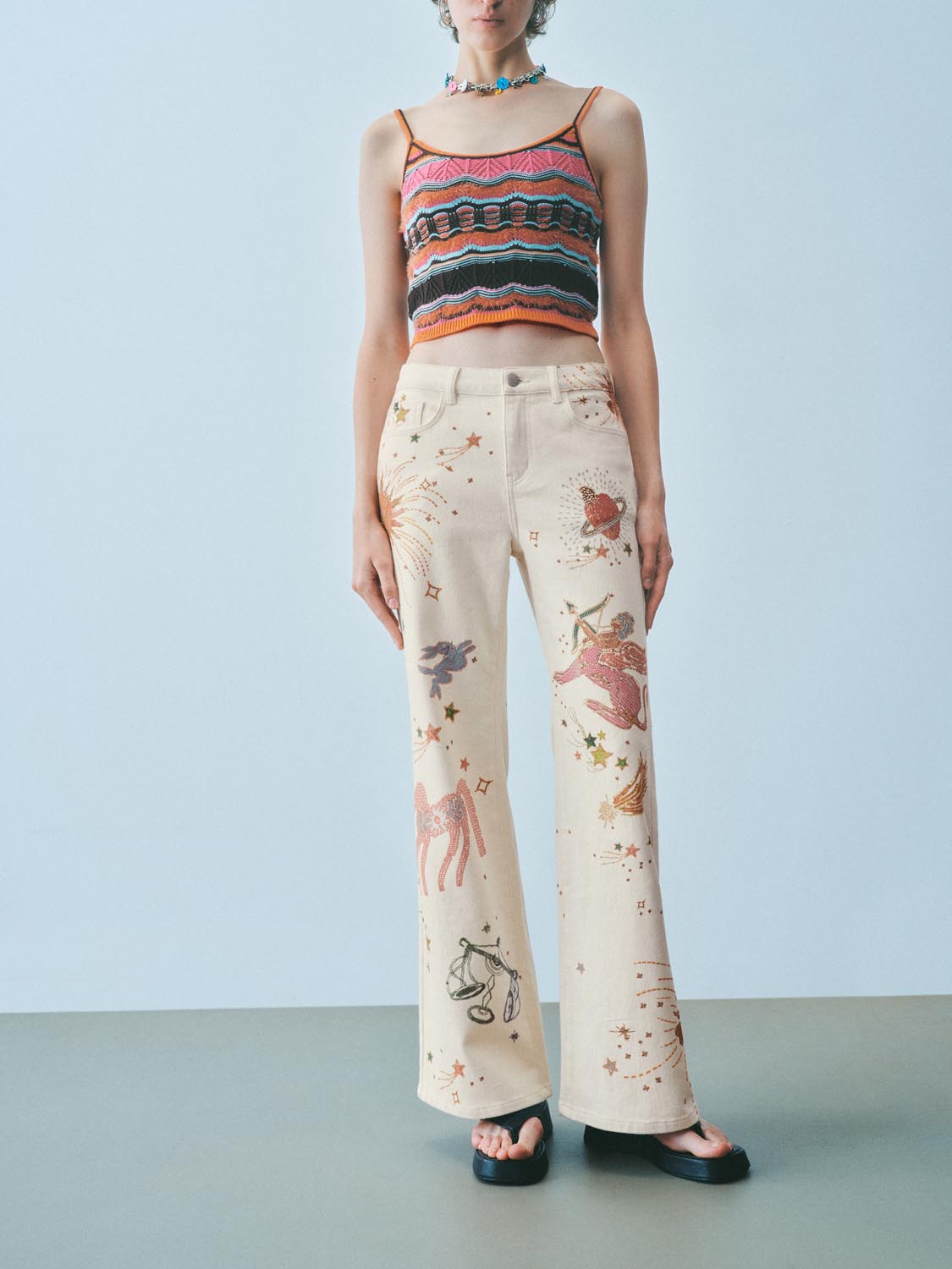 Printed Denim Jeans