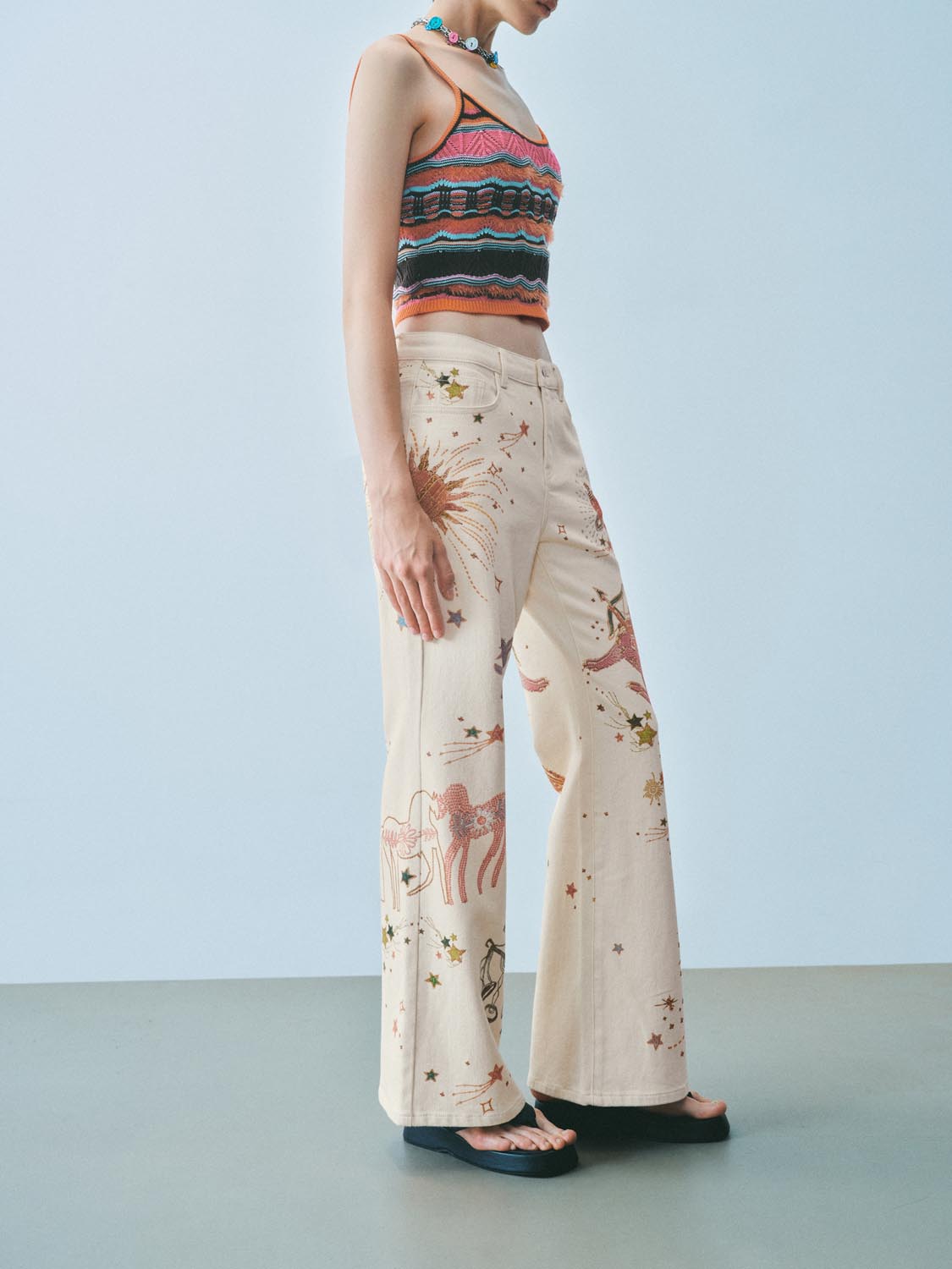 Printed Denim Jeans