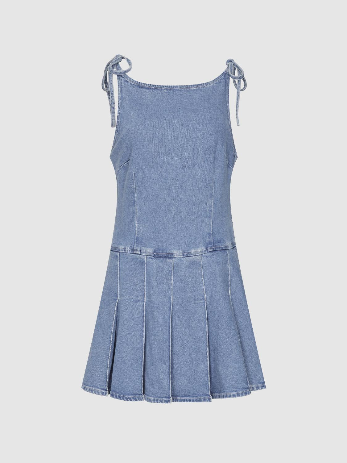 Tie Up Front Denim Mini Dresses