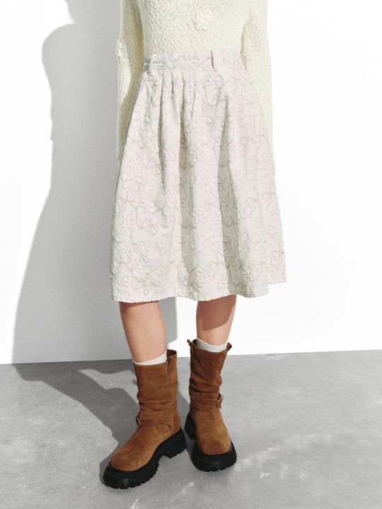 Pleated Denim Mini Skirts