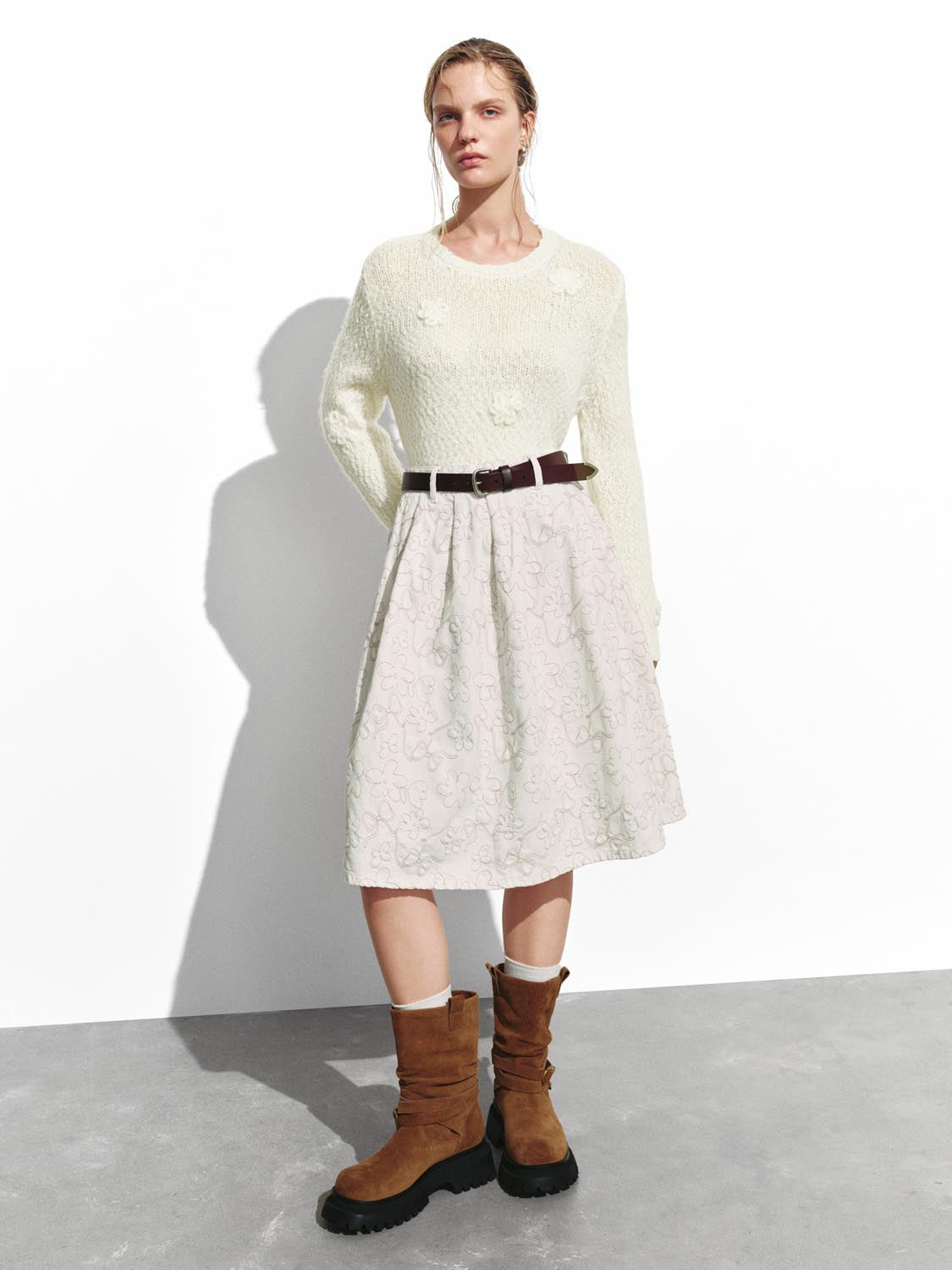 Pleated Denim Mini Skirts