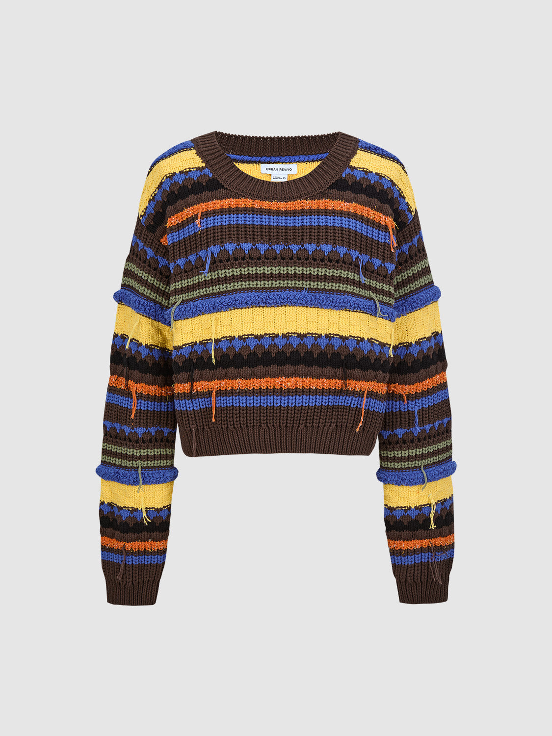 Multicolor Crew Neck Knitted T-Shirts