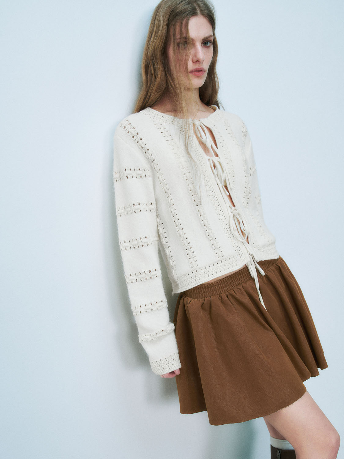 Lace Up Front Knitted Cardigans