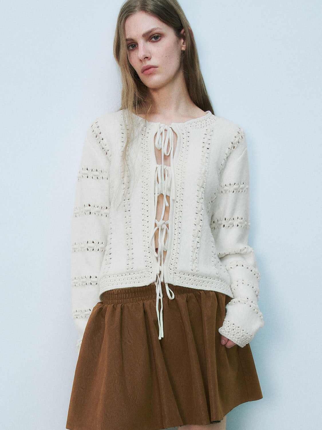 Lace Up Front Knitted Cardigans