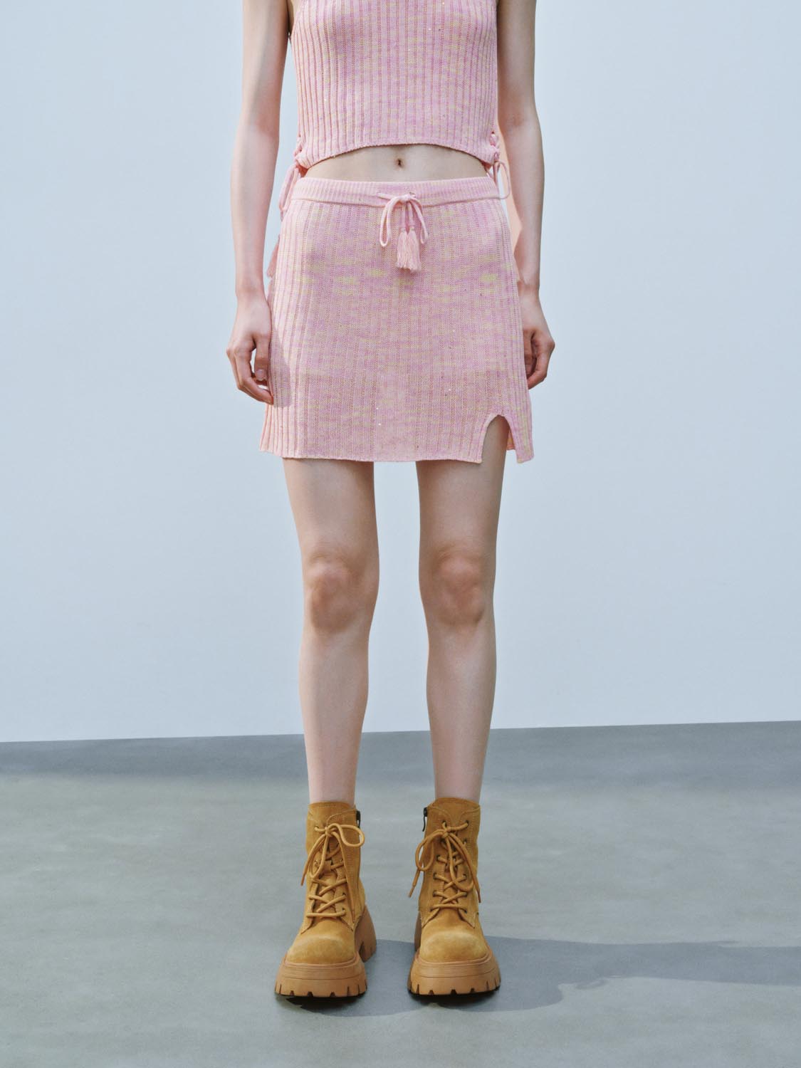 Rib Knitted Mini Skirts