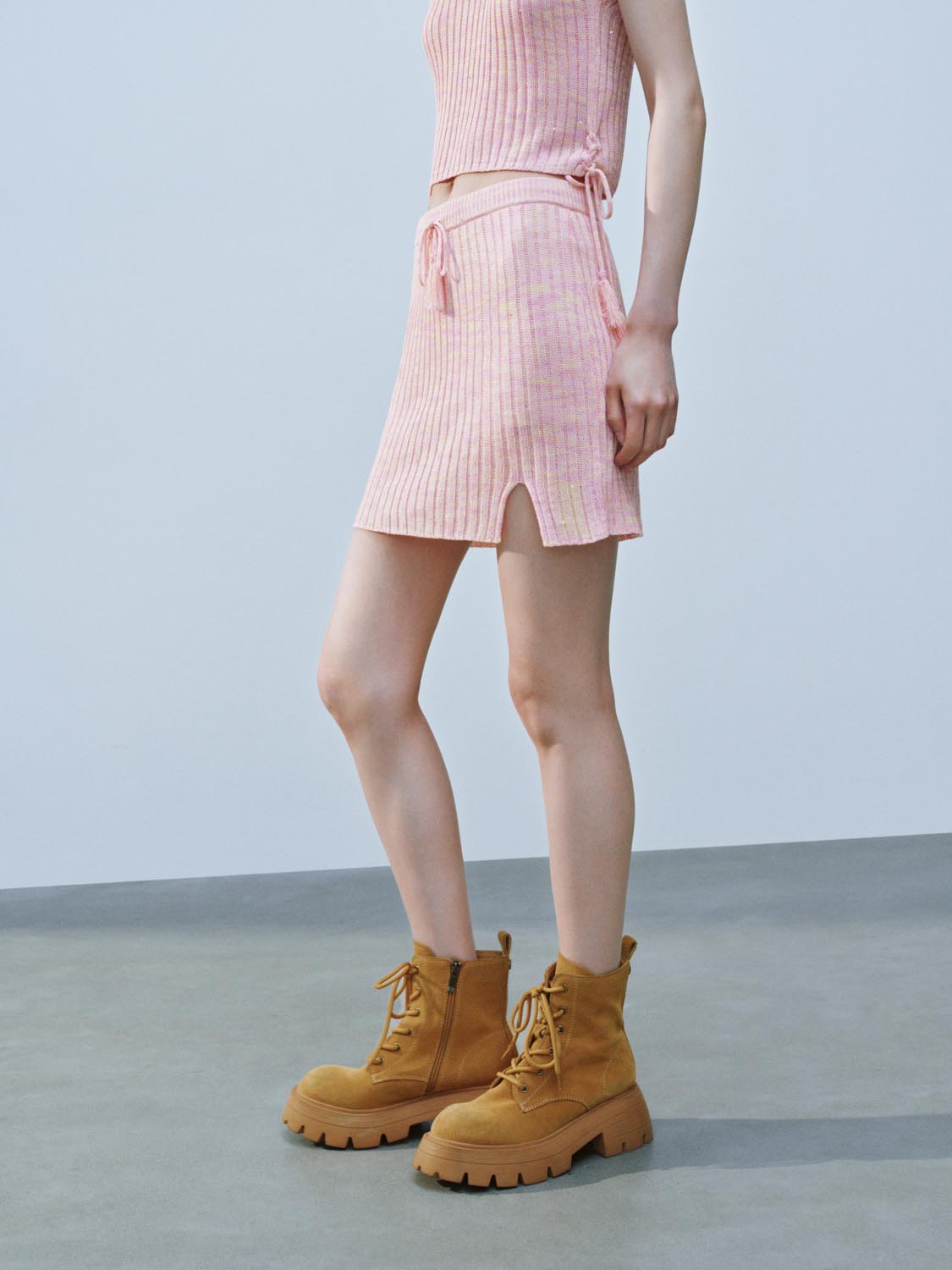 Rib Knitted Mini Skirts