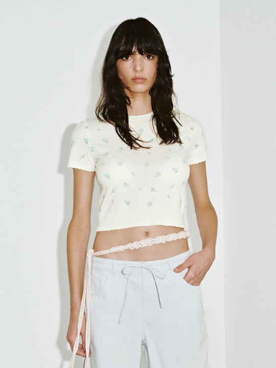 Knitted Cropped T-Shirt