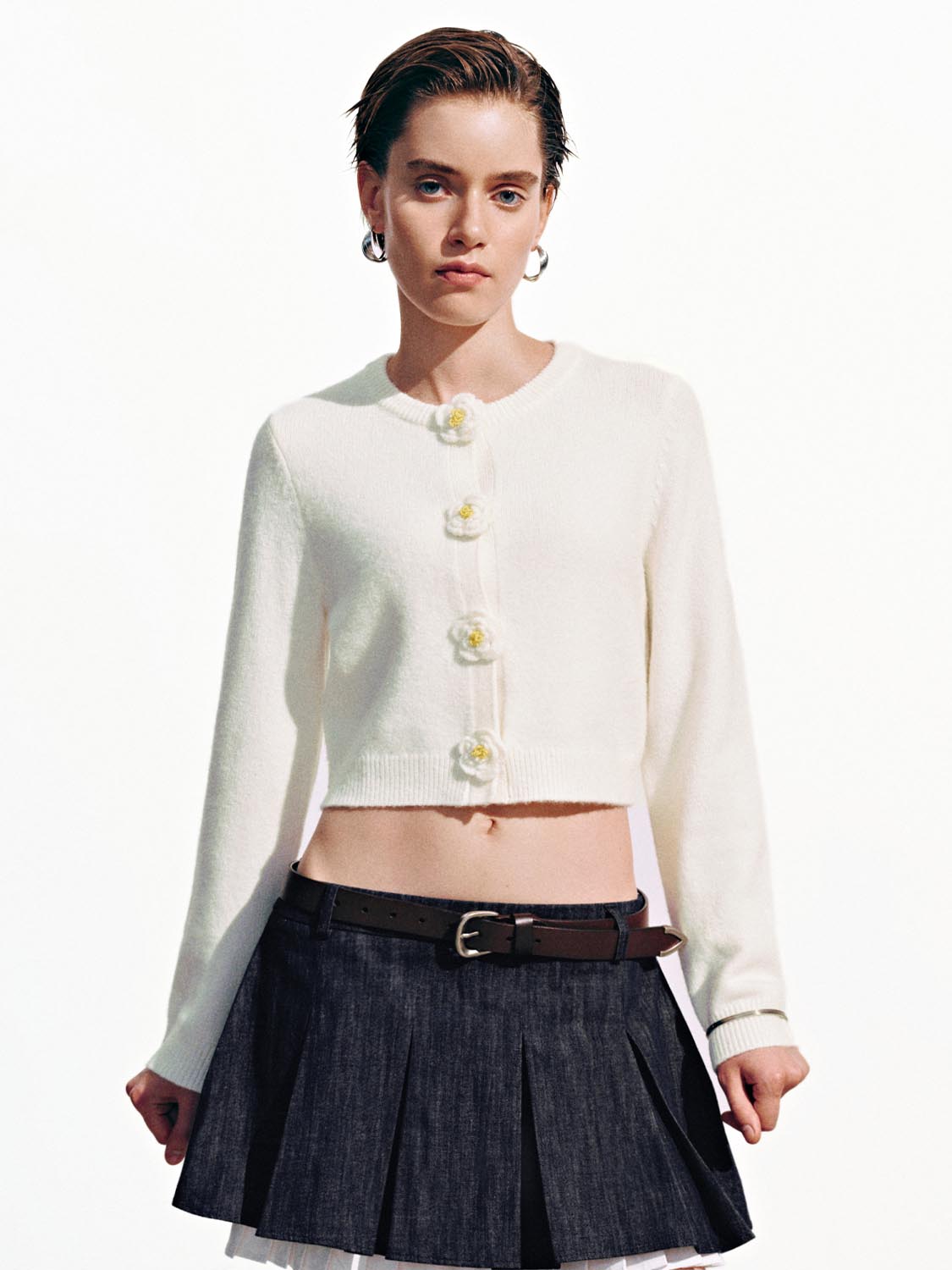 Floral Button Knitted Cardigans