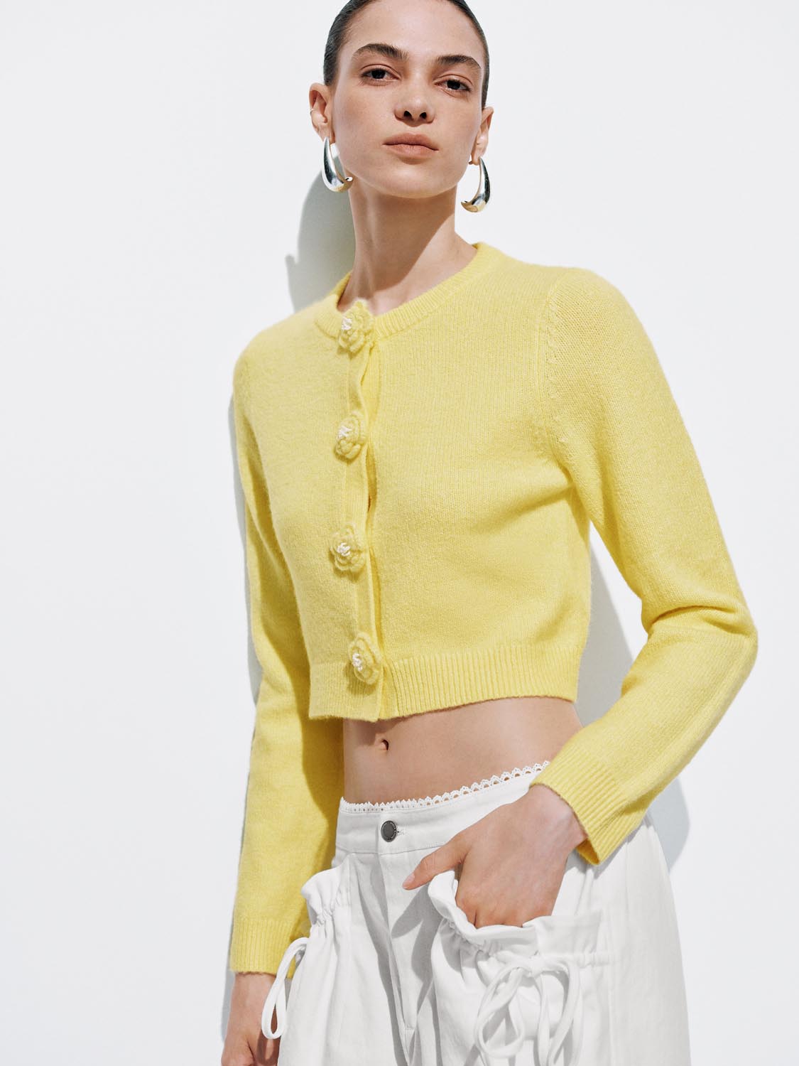 Floral Button Knitted Cardigans