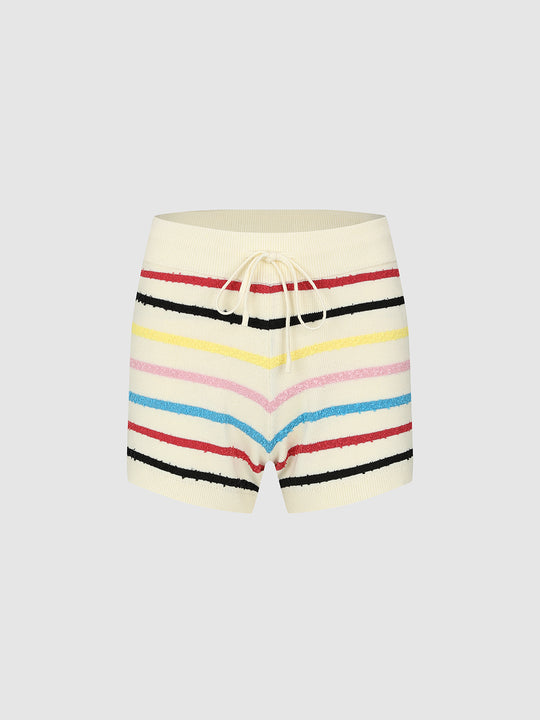 Pull On Striped Knitted Shorts