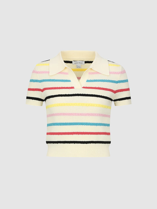 Striped Knitted Polo T-Shirts