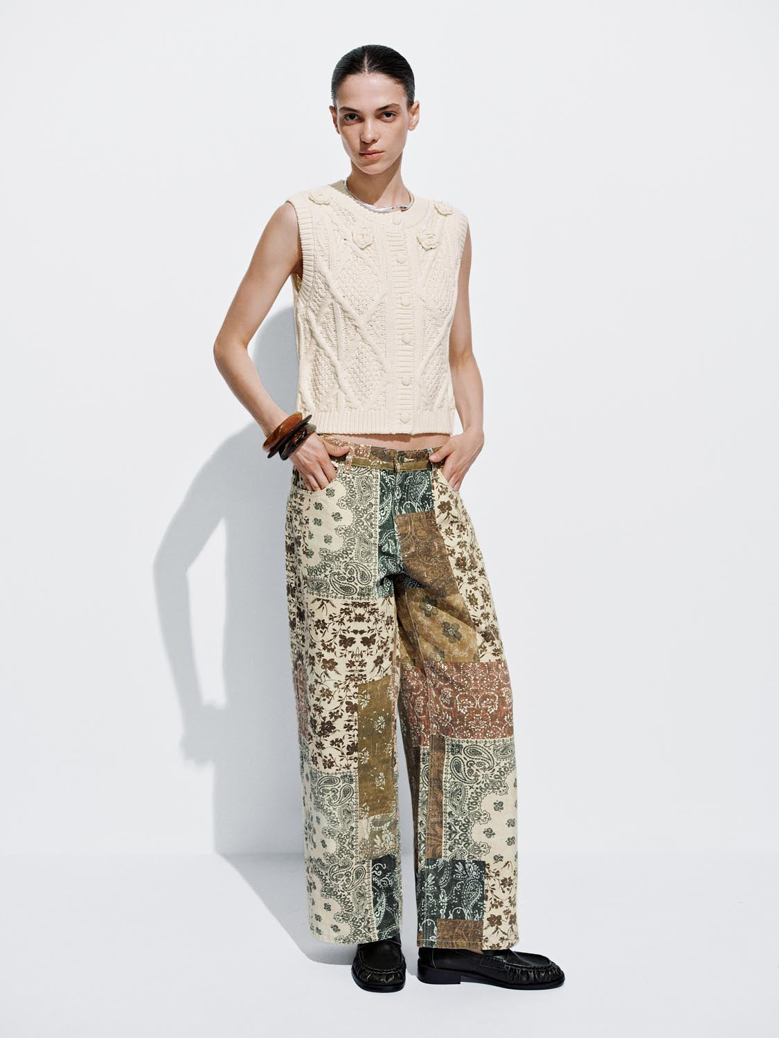 Cap Sleeve Cable Knitted Cardigan