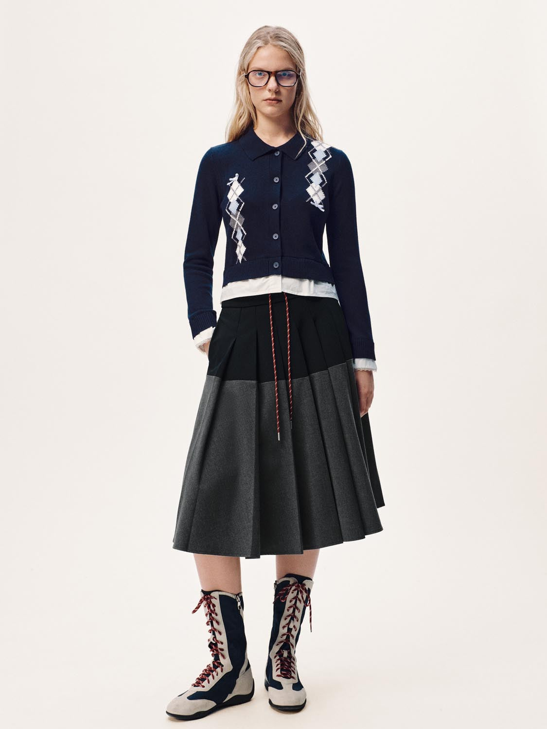 2 In 1 Asymmetric Argyle Knitted Cardigans