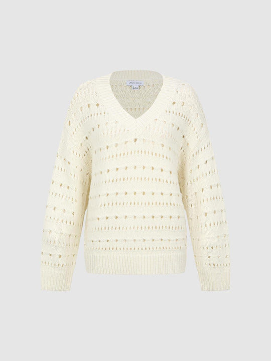 V-Neck Long Sleeve Knitted T-Shirts