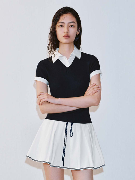2 In 1 Polo Neck Knitted T-Shirts