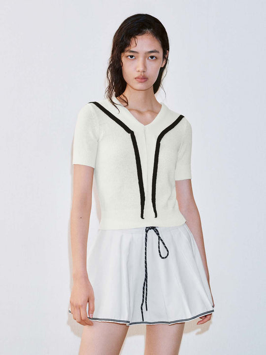 Sailor Collar Knitted T-Shirts