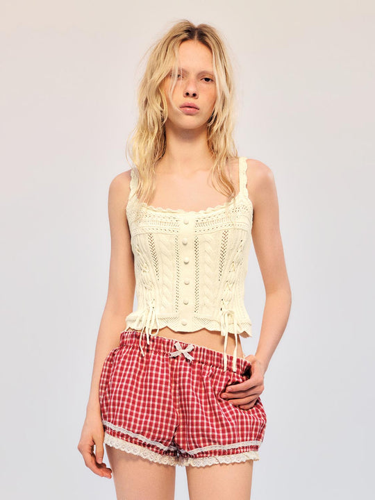 Knit Fabric With Medium Stretch Cable Knit Tank Tops