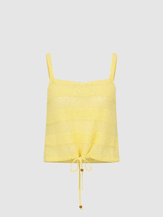 Knitted Tie Hem Cotton Blend Sleeveless Cami Top