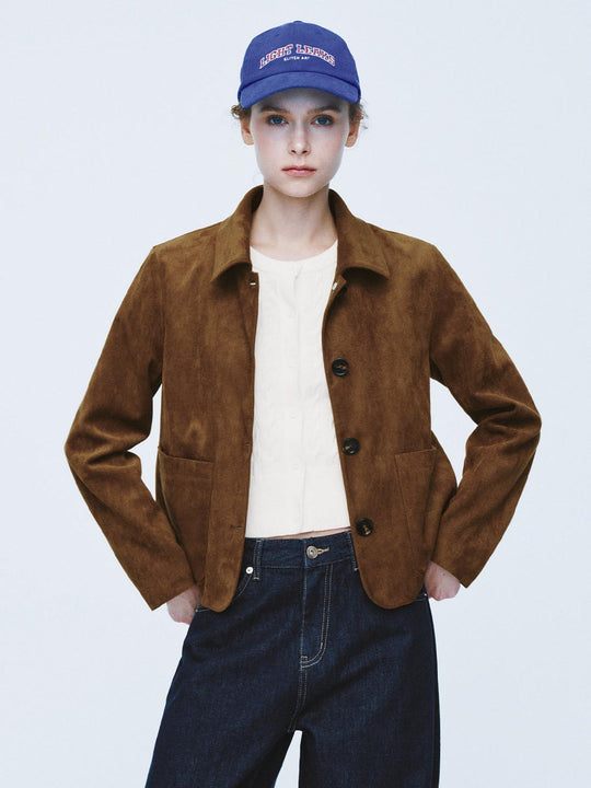 Textured Button Front Long Sleeve Jacket