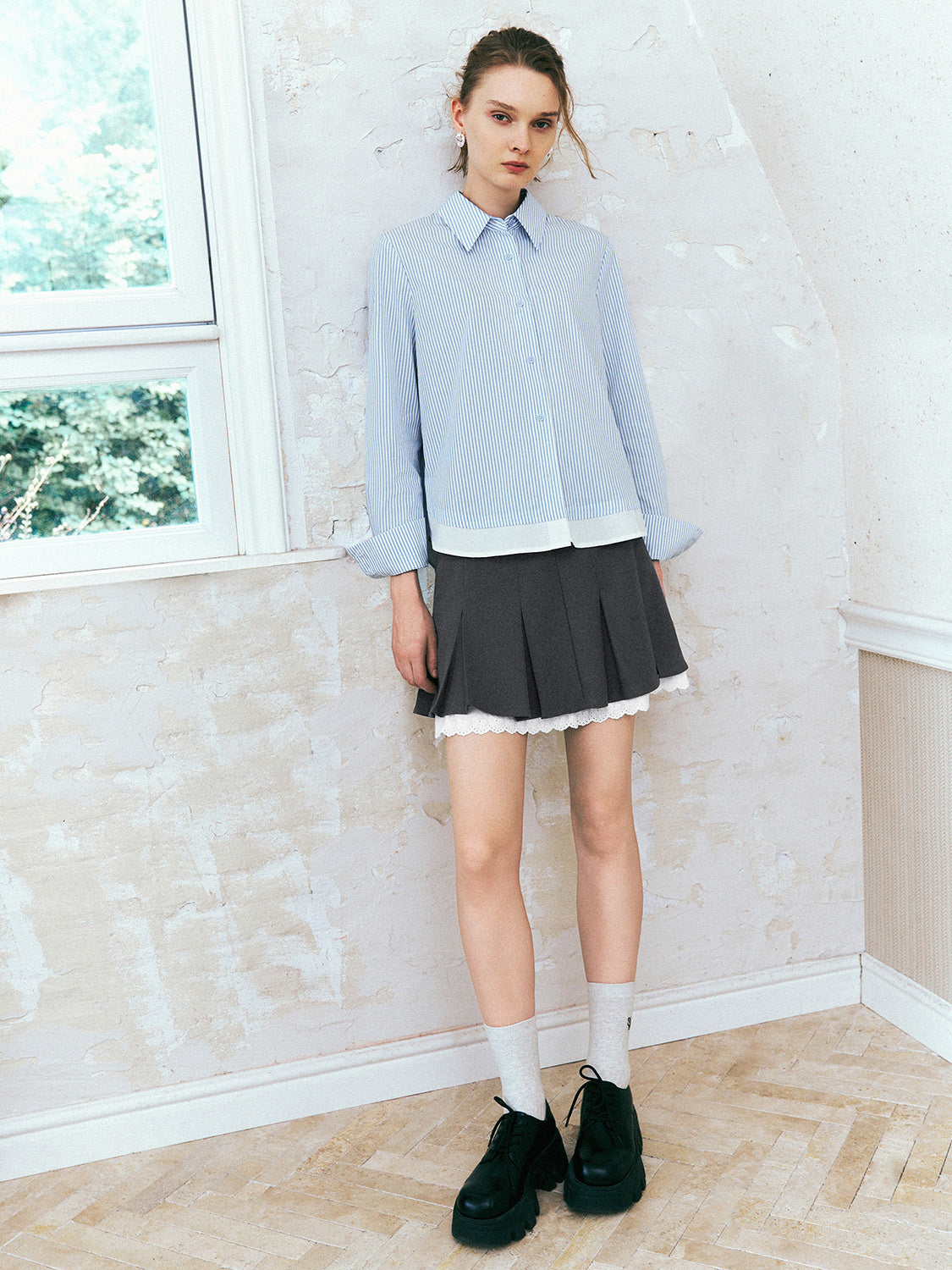 2 In 1 Striped Loose Shirt