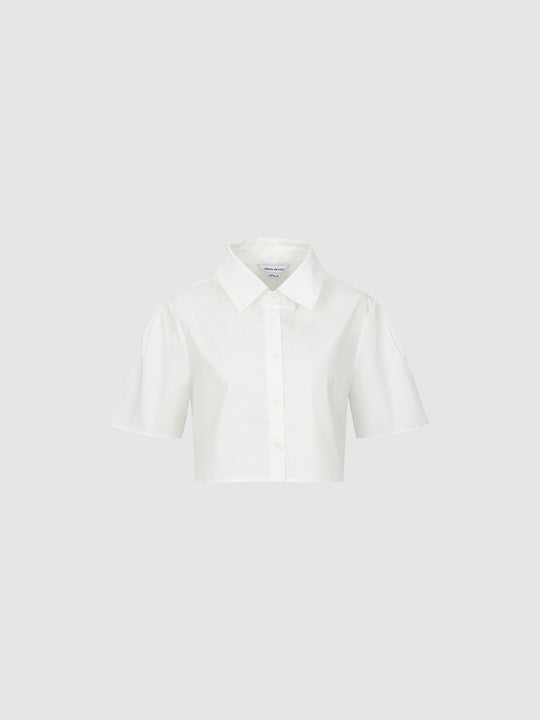 Cropped Button Up Loose Shirt